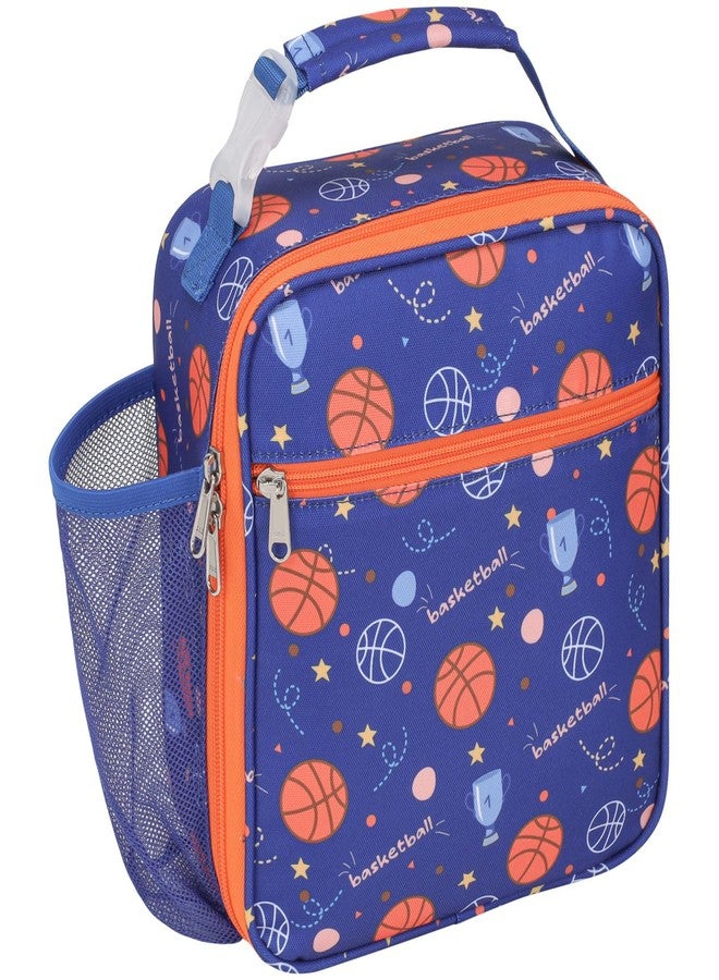Bagseri Kids Lunch Bag Boys - Insulated Kids Lunch Box for Boys with Water Bottle Holder Reusable Lunch Tote Bag for School, Blue Basketball - Image 1